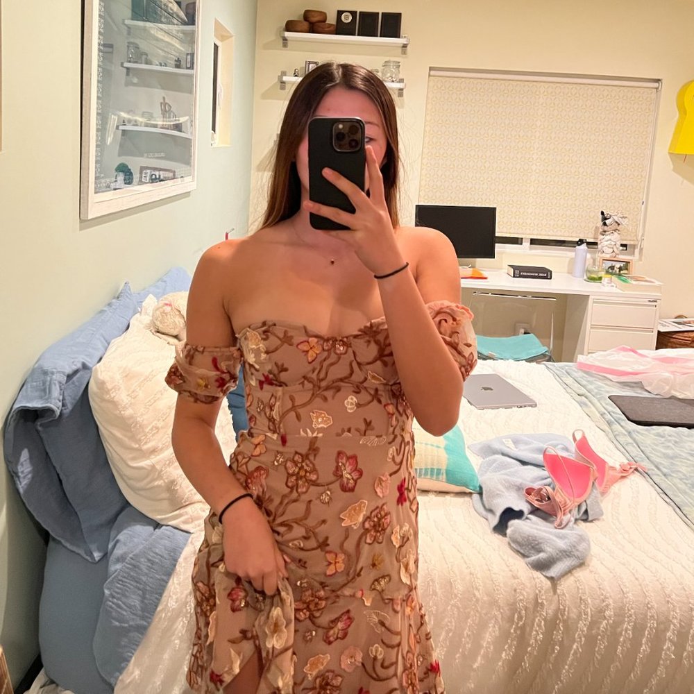 for love and lemons botanic floral off the shoulder dress